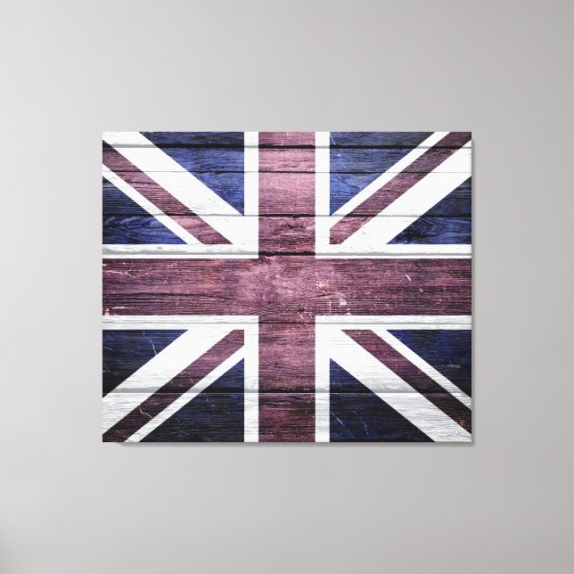 Britische Flagge Vintages Holz Leinwanddruck (Vorderseite)