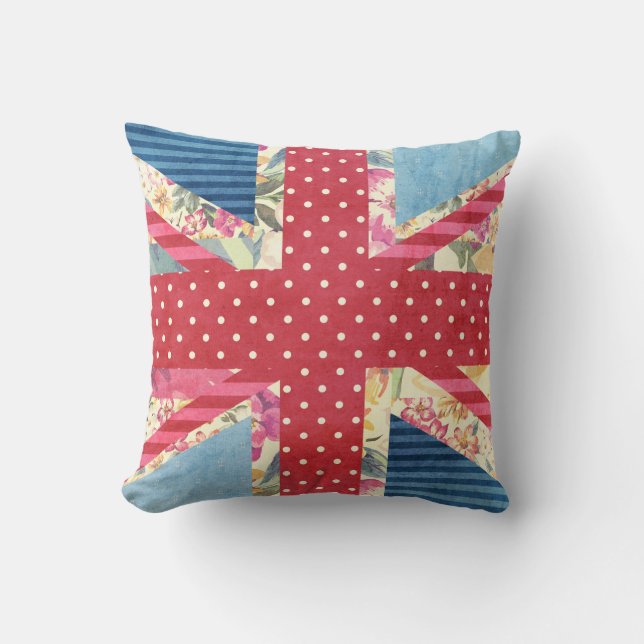 Britische Flaggen-Steppdecke des Shabby Chic-| Kissen (Vorderseite)