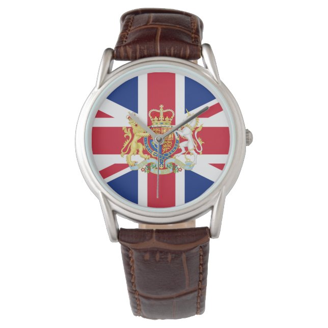 Britische Gewerkschaft-Flagge und Royal-Wappen Armbanduhr (Vorderseite)