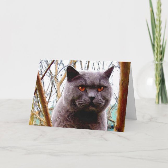 Britische Grußkarte der blauen Katze Karte (Vorderseite)