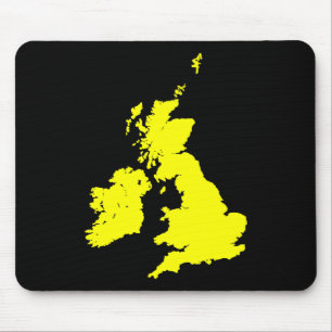 Britische Inseln - Gelb auf schwarz Mousepad