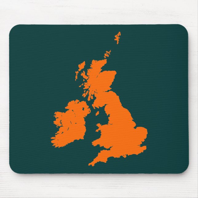 Britische Inseln - Orange on Dark Green Mousepad (Vorne)
