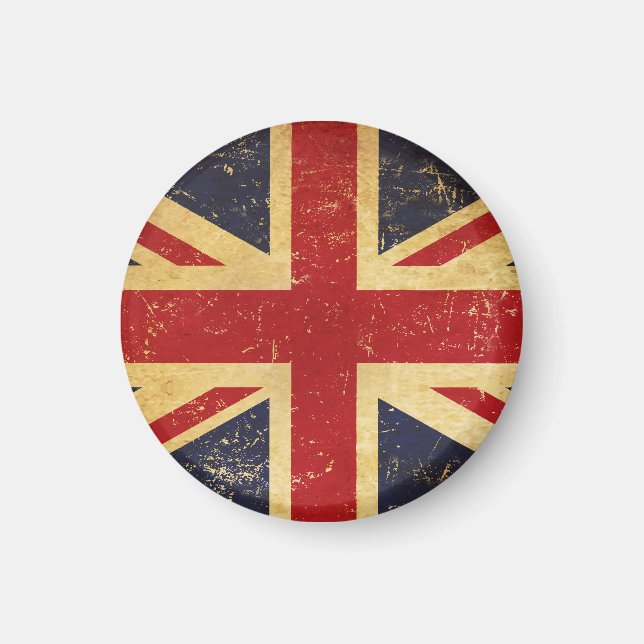Britische Jack Flag Vintag Grunge Magnet (Vorne)
