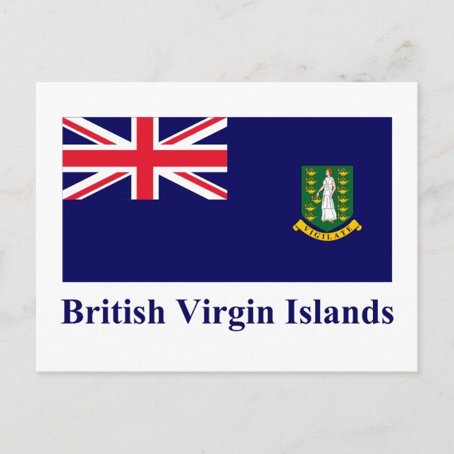 Britische Jungfrau-Inseln-Flagge mit Namen Postkarte (Vorderseite)
