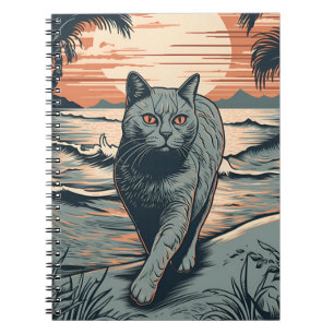 Britische Kurzhaarkatze an einem tropischen Strand Notizblock