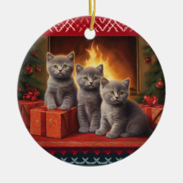 Britische Kurzhaarkuchen Weihnachten Keramik Ornament