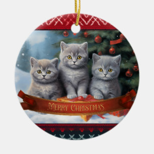 Britische Kurzhaarkuchen Weihnachten Keramik Ornament