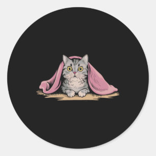 Britische Kurzkatze unter einem rosa Deckenaufkleb Runder Aufkleber