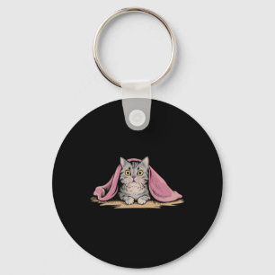 Britische Kurzkatze unter einem rosa Deckenaufkleb Schlüsselanhänger