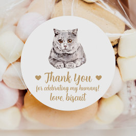 Britische Kurzkatzen-Gastgeschenk Hochzeit-Sticker Runder Aufkleber