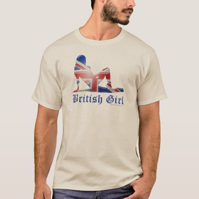 Britische Mädchen-Silhouette-Flagge T-Shirt (Vorderseite)