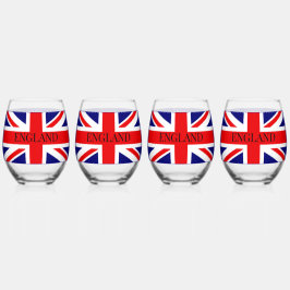 Britische Nationalflagge mit England Weinglas Ohne Stiel