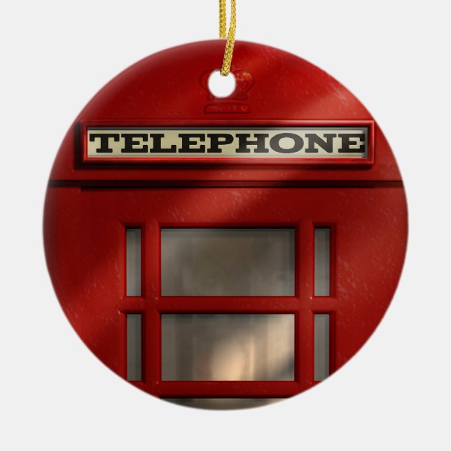 Britische rote Telefonzelle-Gewohnheits-Verzierung Keramikornament (Vorne)