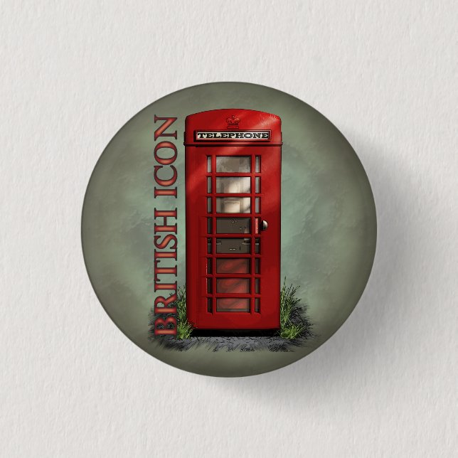 Britische rote Telefonzelle-Knöpfe Button (Vorderseite)