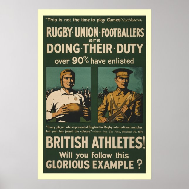 Britische Rugby, Fußballspieler fordern Pflicht Poster (Vorne)