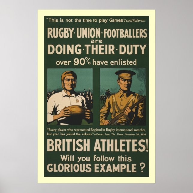Britische Rugby, Fußballspieler fordern Pflicht Poster (Vorne)