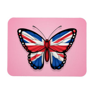 Britische Schmetterlings-Flagge auf Rosa Magnet