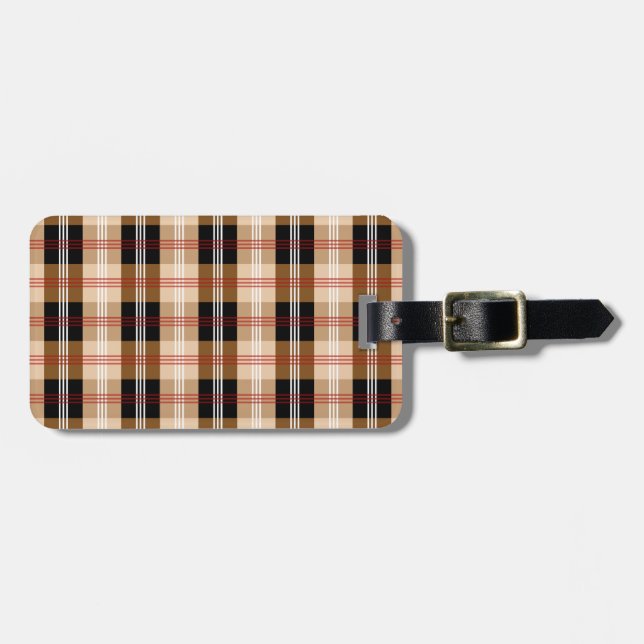 Britische Schwarz-Bein-Tartan kariert Gepäckanhänger (Vorderseite horizontal)