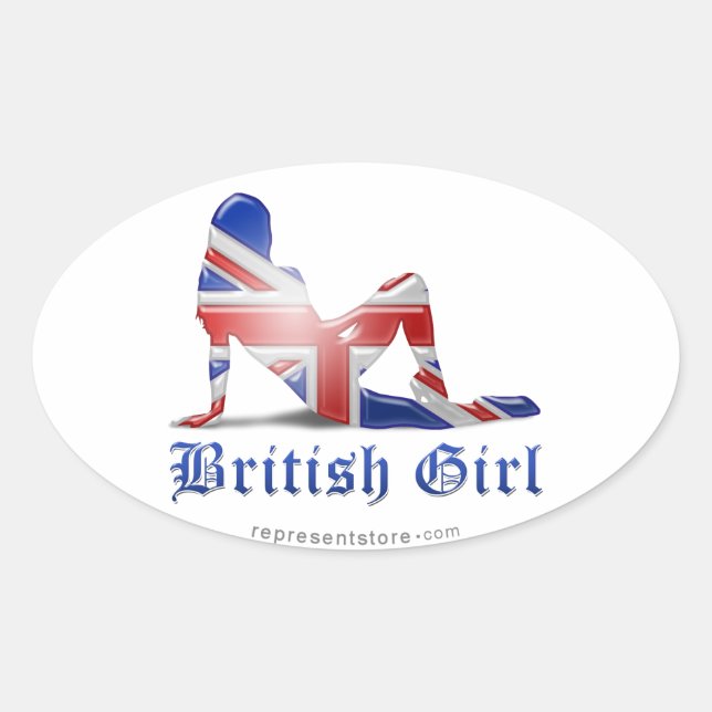 Britische Silhouette-Flagge Ovaler Aufkleber (Vorderseite)