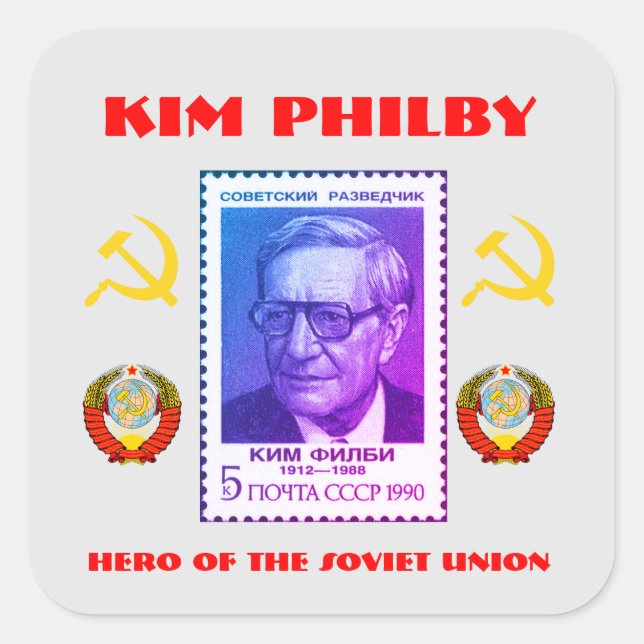 Britische Spy Kim Philby, Heldin der sowjetischen  Quadratischer Aufkleber (Vorderseite)