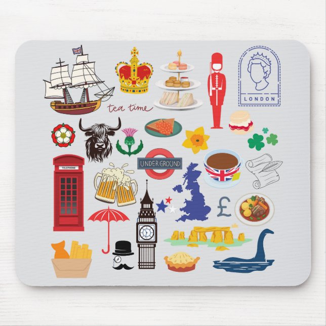 Britische Symbole Mousepad (Vorne)