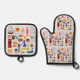 Britische Symbole Ofenhandschuh & Topflappen-Set