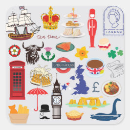 Britische Symbole Quadratischer Aufkleber