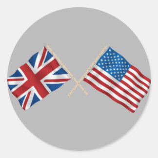 Britische und amerikanische Flagge Runder Aufkleber