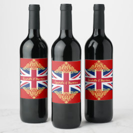 Britische Union Jack Flag Patriotic Wedding Weinetikett