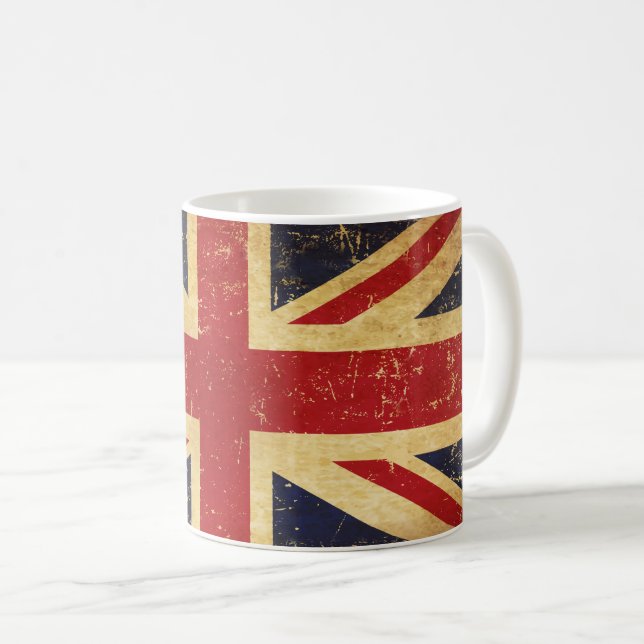 Britische Union Jack Flag Vintage Tasse (VorderseiteRechts)