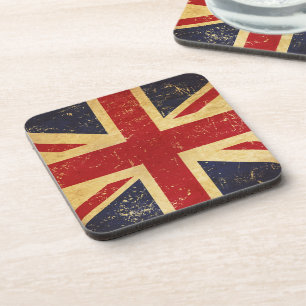 Britische Union Jack Flagge Vintage Grunge Unterse Getränkeuntersetzer