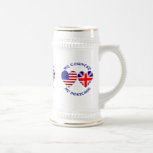 Britische USA-Herzflaggen Landeserbe Bierglas