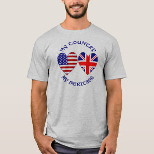 Britische USA-Herzflaggen Landeserbe T-Shirt
