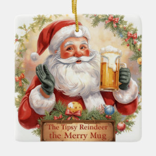 Britische Weihnachtsfeier Santa im Pub Keramikornament