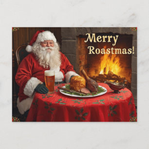 Britische Weihnachtskarte mit Santa Claus im Pub Feiertagspostkarte