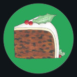 Britische Weihnachtskuchen Feiertage Essen Runder Aufkleber<br><div class="desc">Das britische Design zeigt eine originelle Marker-Illustration eines köstlichen Britischen Weihnachtskuchens,  überzogen mit heiligen Blätter und Beeren. Ideal,  um die festliche Zeit zu feiern!</div>