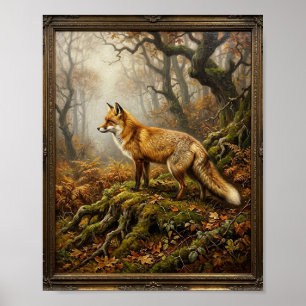 Britische Wildtiere Rotfuchs Herbstwald II Poster