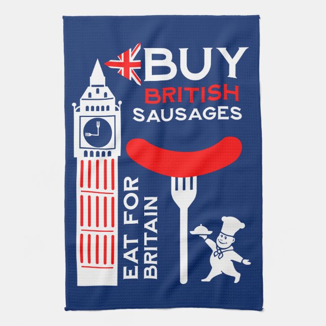 Britische Wurst und Mashküche Geschirrtuch (Vertikal)