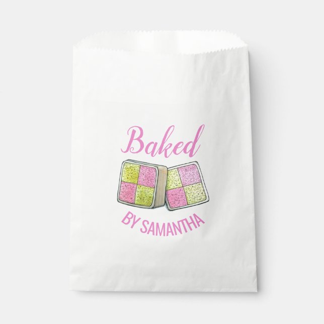 Britischer Battenberg Marzipan Schwammkuchen gebac Geschenktütchen (Vorderseite)