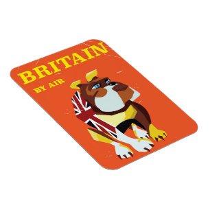 Britischer Bulldogge Vintage-Reiseposter Magnet