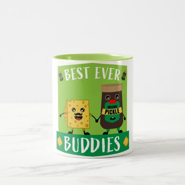 Britischer Cheddar Käse und Pickle liebt Kaffee Mu Zweifarbige Tasse (Mittel)