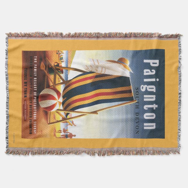 Britischer Eisenbahn-Strand-Stuhl und Ball-Plakat Decke (Vorderseite)