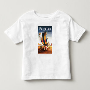 Britischer Eisenbahn-Strand-Stuhl und Ball-Plakat Kleinkind T-shirt