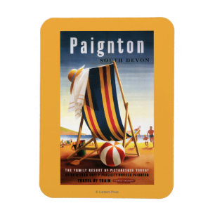 Britischer Eisenbahn-Strand-Stuhl und Ball-Plakat Magnet