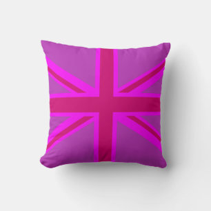 Britischer Flaggenhintergrund von Hot Pink Union J Kissen