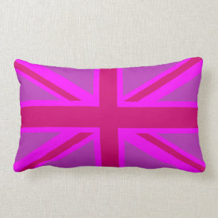 Britischer Flaggenhintergrund von Hot Pink Union J Lendenkissen