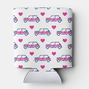 Britischer Mini Cooper Herzen - Blau & Rosa Dosenkühler