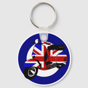 Britischer Mod-Roller auf Zielscheibe Schlüsselanhänger