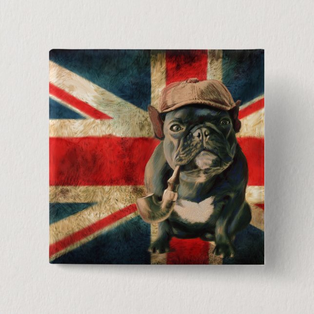 britischer Mops Button (Vorderseite)