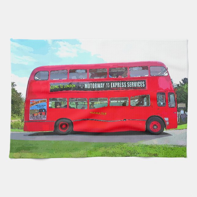 BRITISCHER ROTER BUS GESCHIRRTUCH (Horizontal)